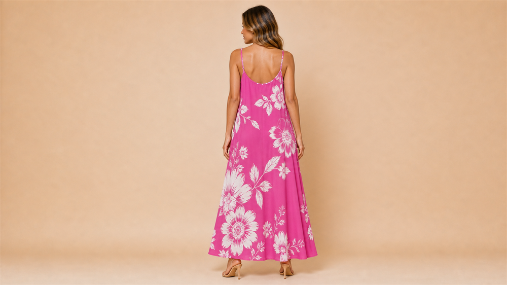 Floral Bohemian Cami Mini Dress Back View