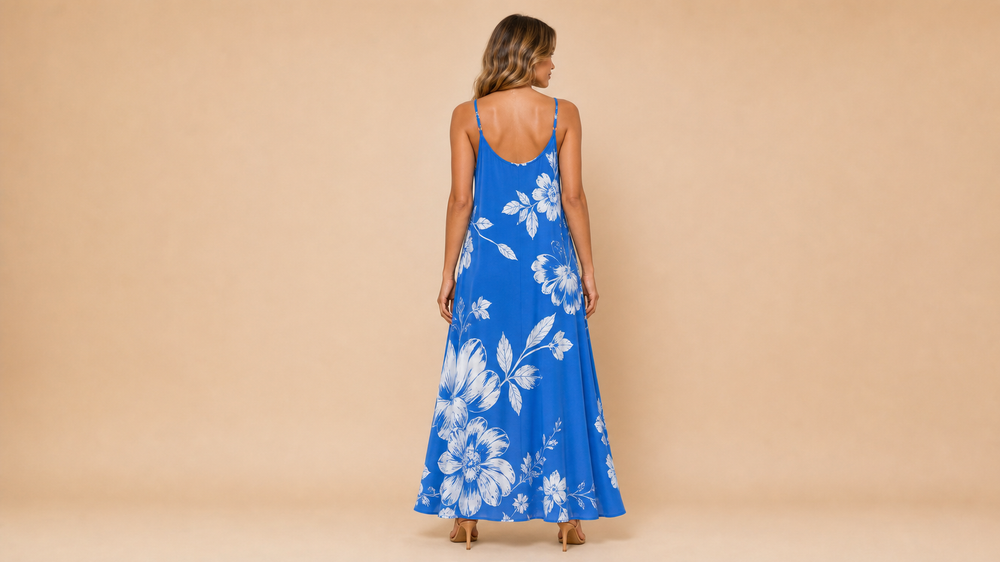 Floral Bohemian Cami Mini Dress Back View