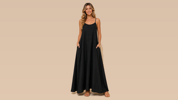 Black Loose Cami Resort Maxi Dress Front View