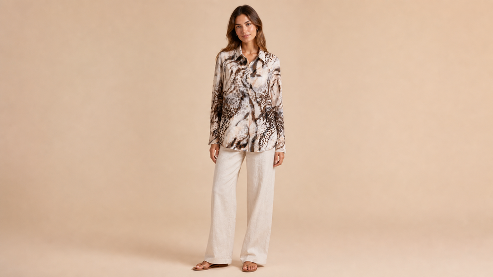 White Sleeveless Vest Wide Leg Pants Set Style B Front View