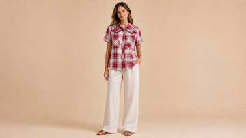 White Eyelet Blouse Pants Set Front View