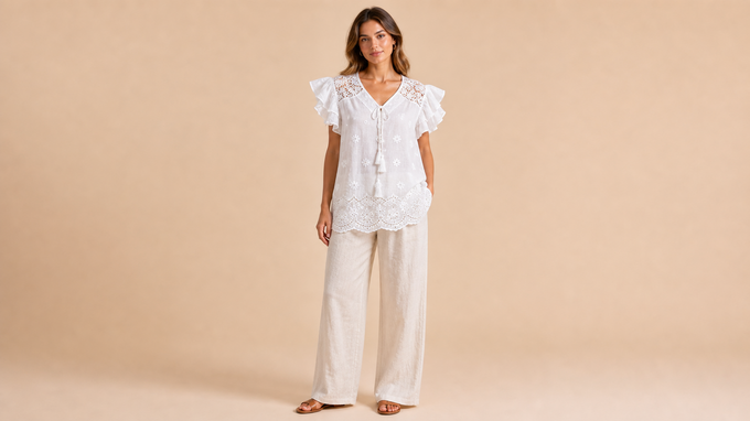 White Loose Short Sleeve Midi Dress Front View