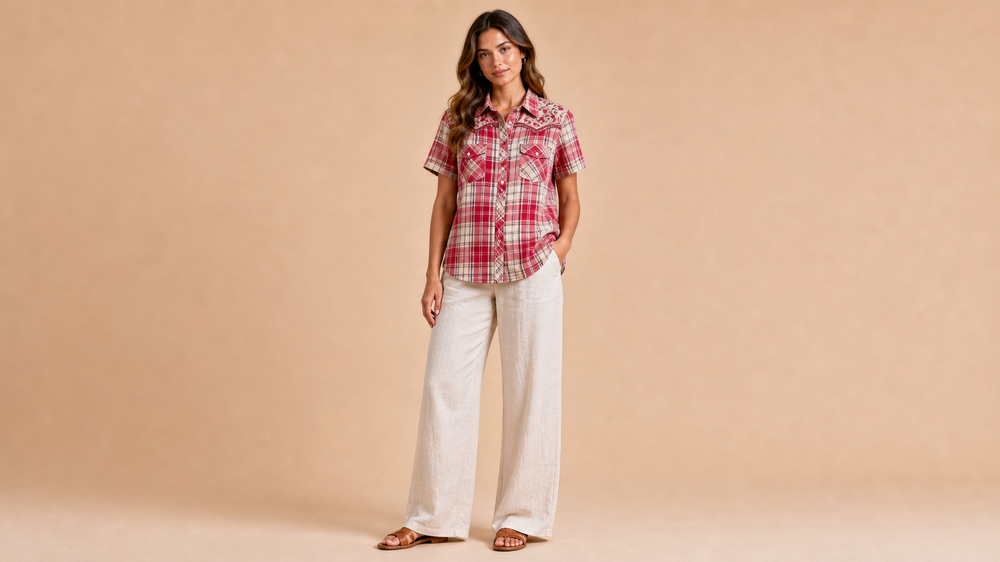 White Embroidered Shirt Pants Set Front View