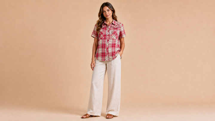 White Embroidered Shirt Pants Set Front View