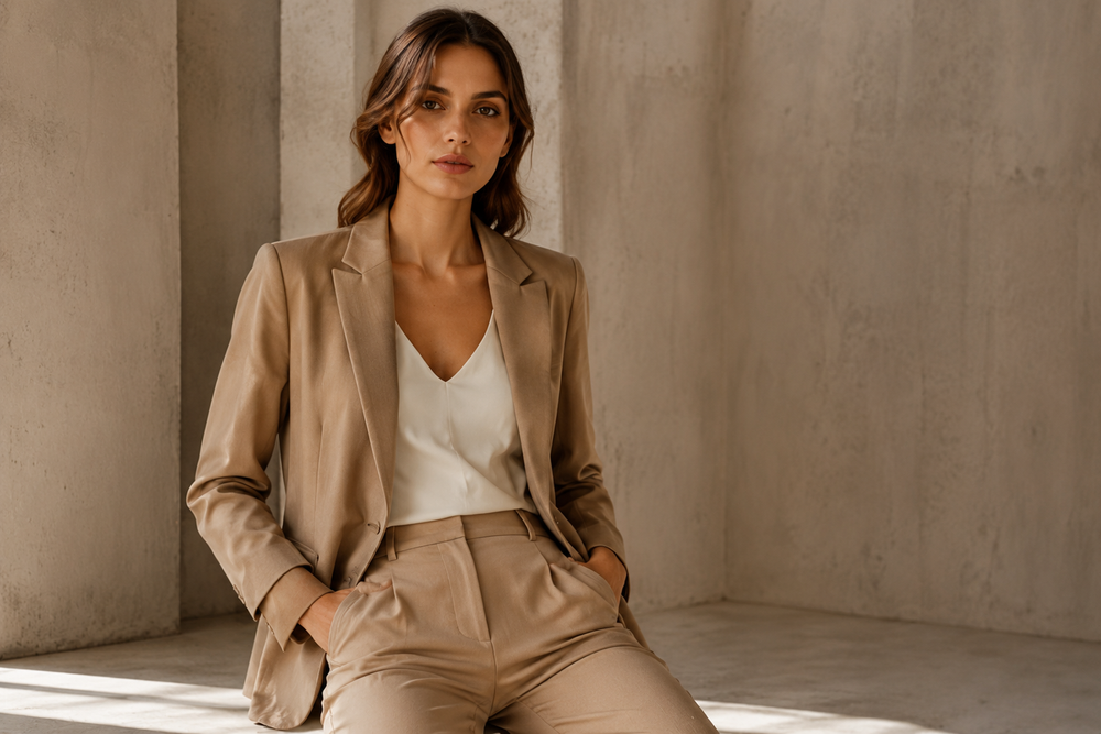 Lookbook tailored neutral outfit
